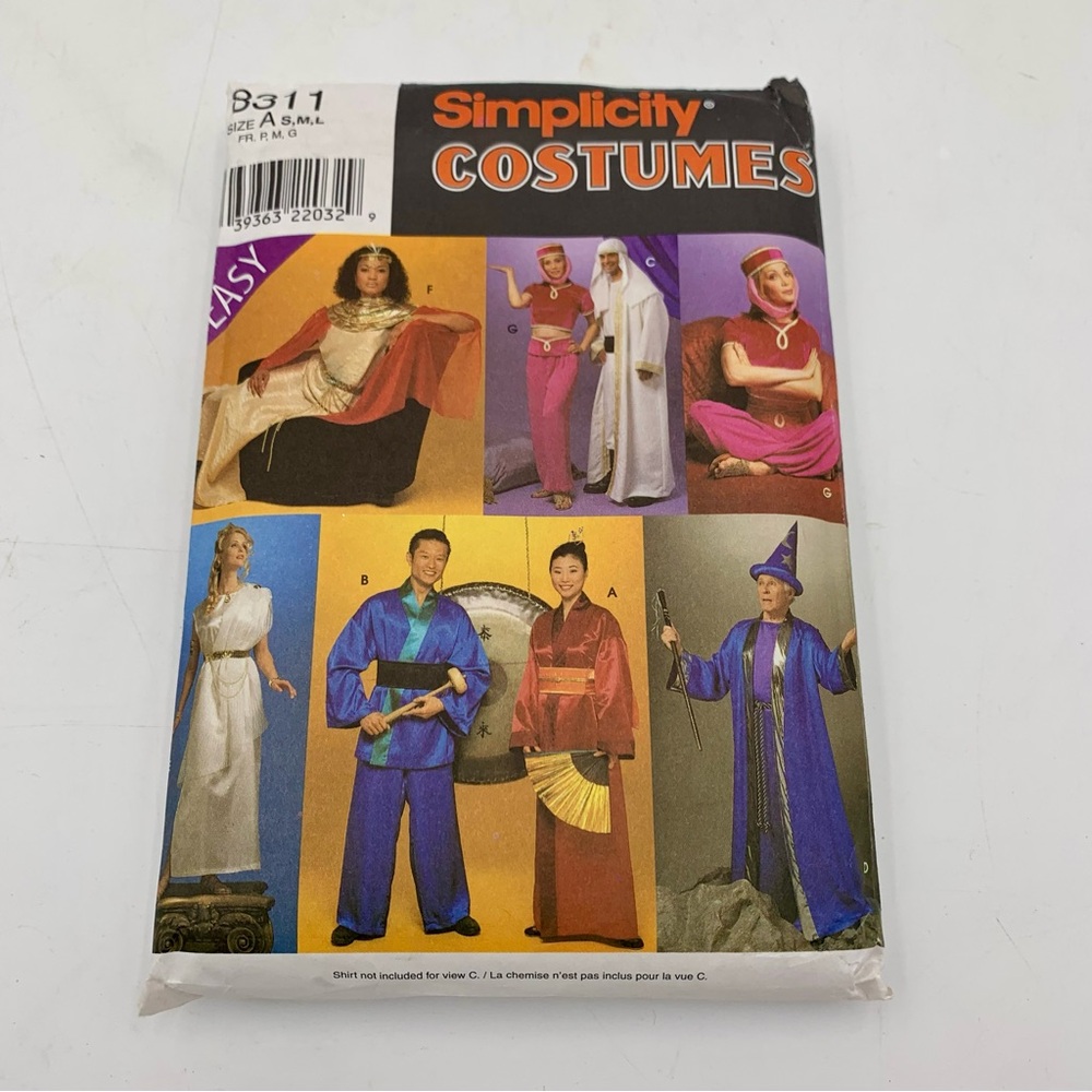 Simplicity Costumes 8311 Adult‎ sizes A S-L Sewing Pattern Uncut Cleopatra Genie